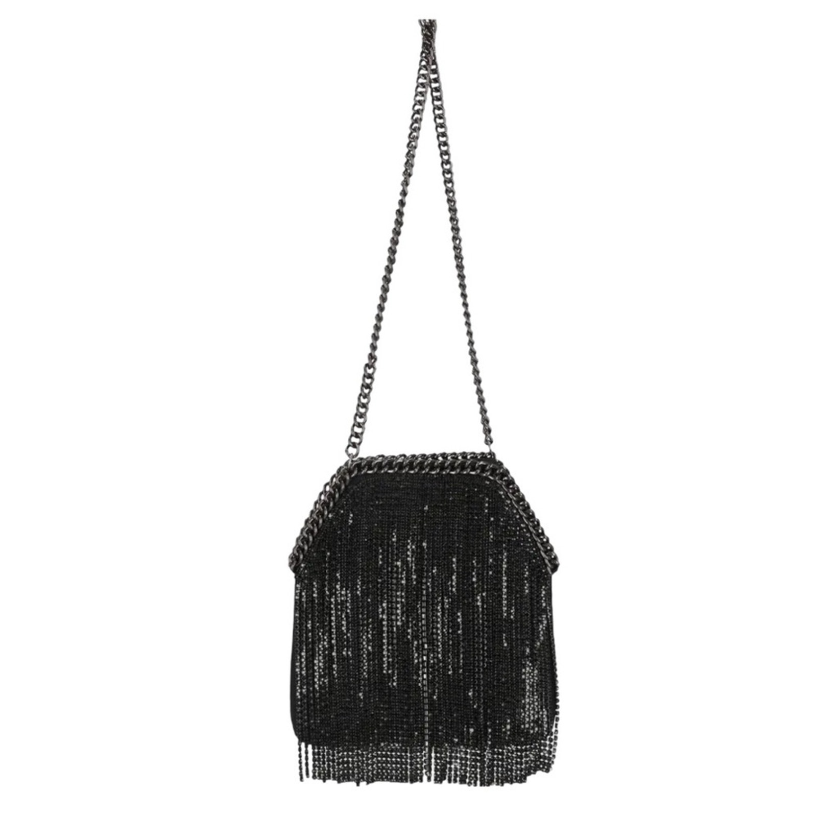 Nwt Jessica Mcclintock Chrissy Black Curtain Rhinestone Fringe Clutch